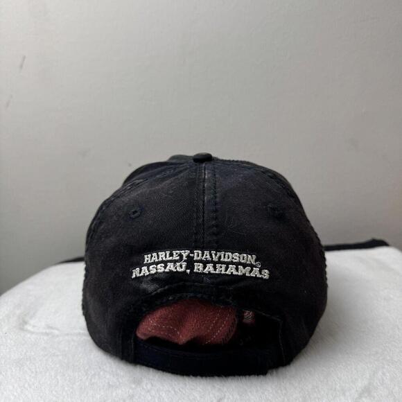 Harley-Davidson VTG Black Cap Embroidered Patch Big Logo Washed Biker Moto Y2K - Picture 6 of 12